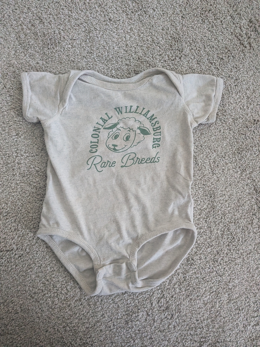 Colonial Williamsburg Rare Breeds Kids Onesie Heather Beige with Green